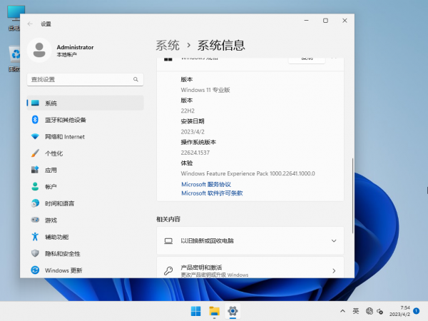 顽石系统Win11 22H2 22624.1537 x64 极速精简版